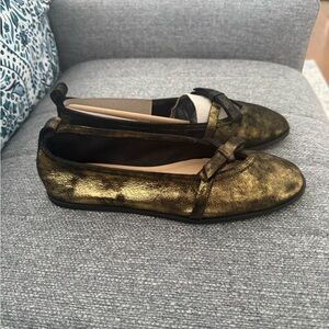 Free People Metallic Gold Flats